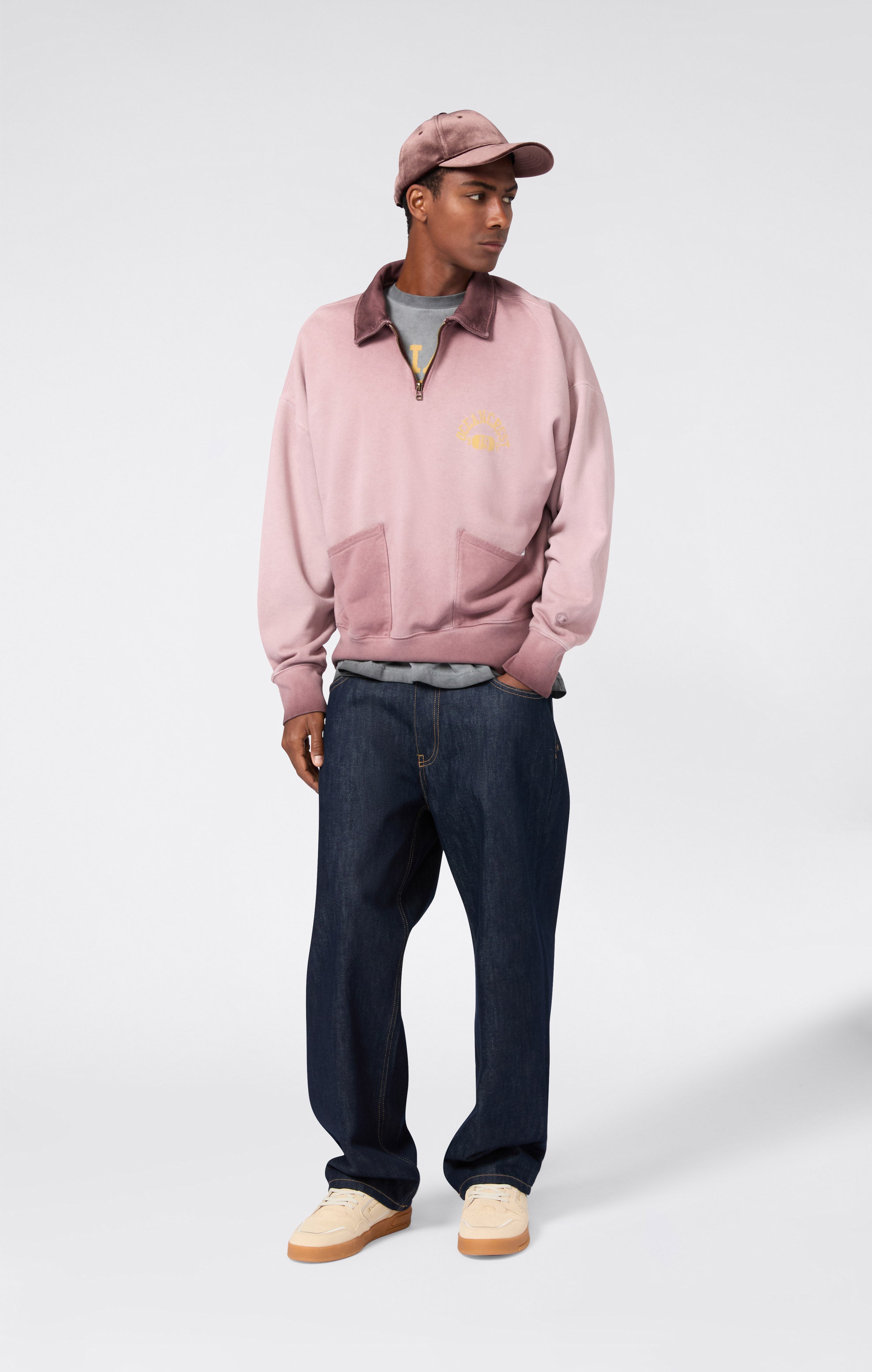 Sweat Homme Polo Demi-Zip Col Haut Poids Lourd Time Capsule