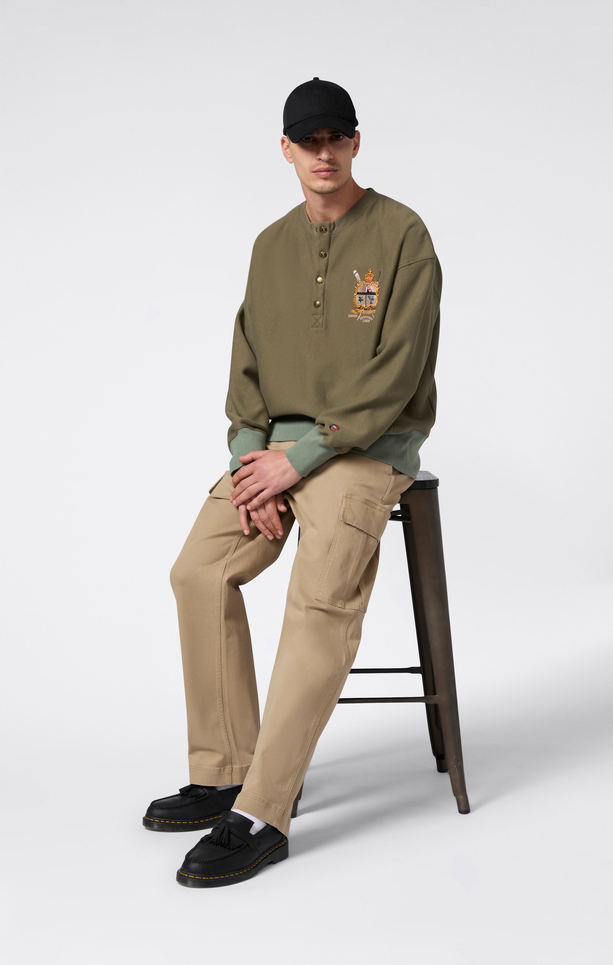 Herren-Sweatshirt mit Knopfleiste und Angerautem Innenmaterial Reverse Weave Index & Archives Lighthouse