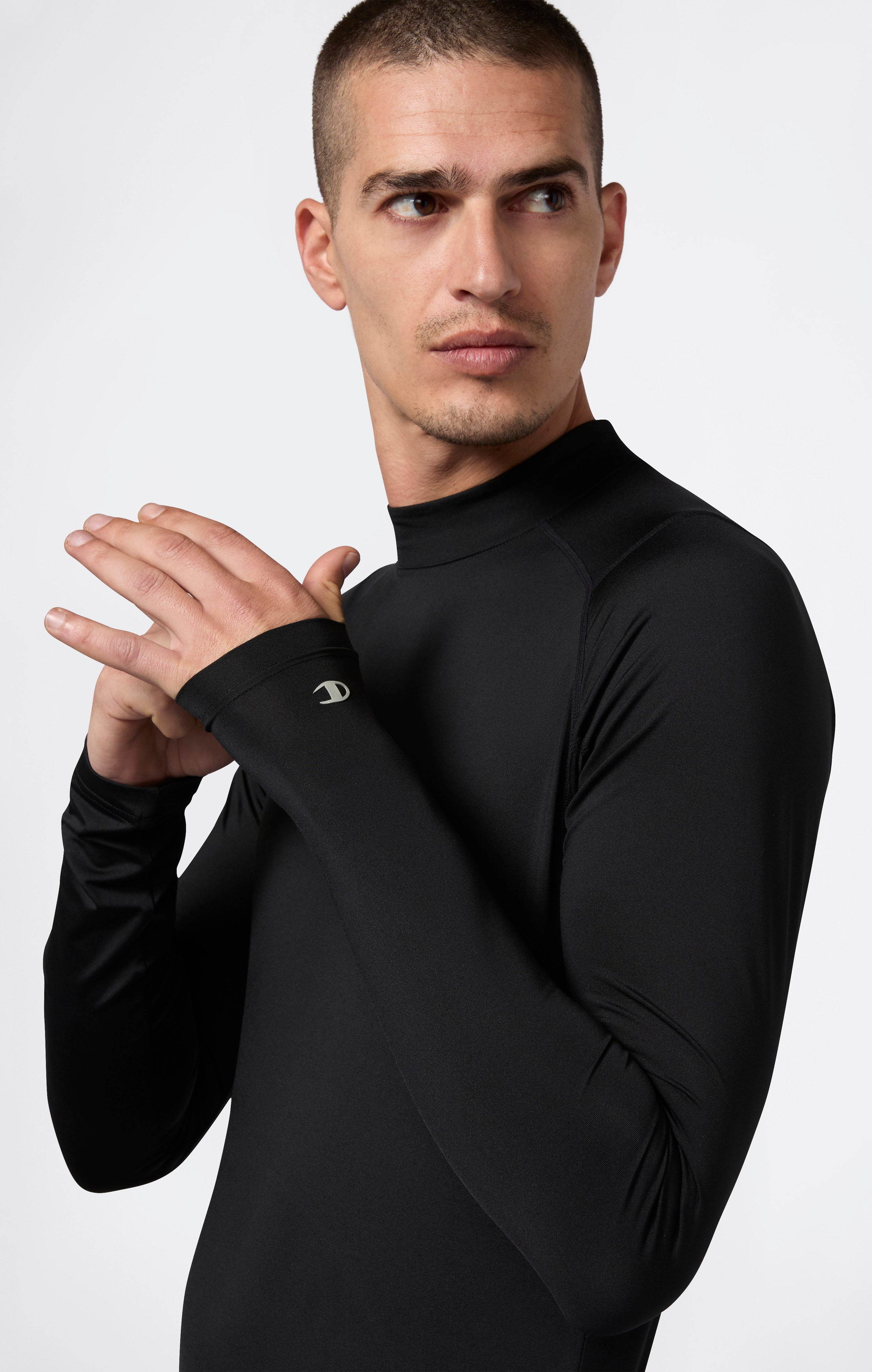 Men’s Quick Dry Mock Neck Long Sleeve T-Shirt