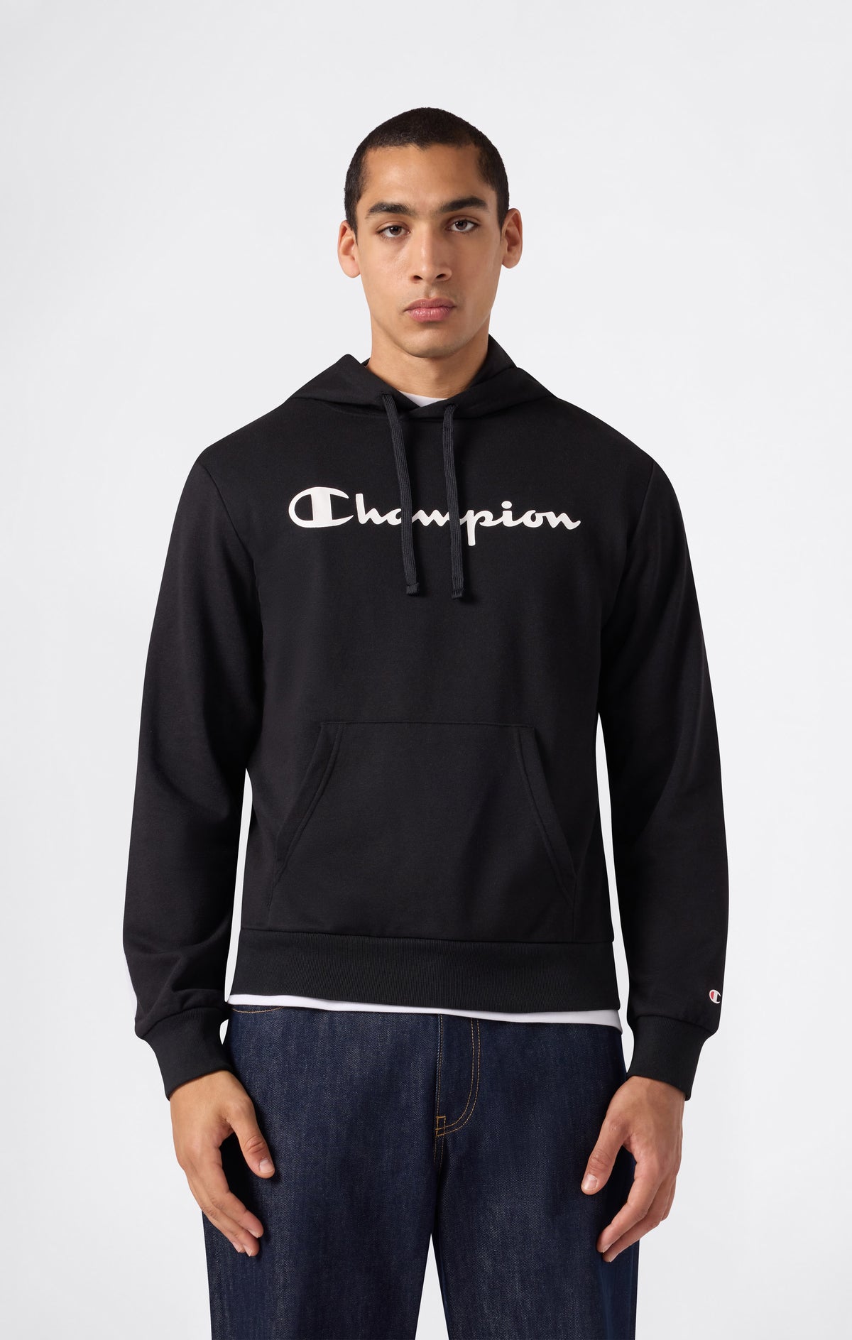 Felpa Leggera con Cappuccio e Maxi Logo Stampato da Uomo