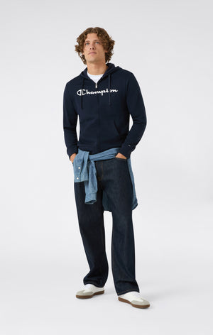 Men’s Lightweight Full Zip Hooded Sweatshirt with Maxi Printed Logo