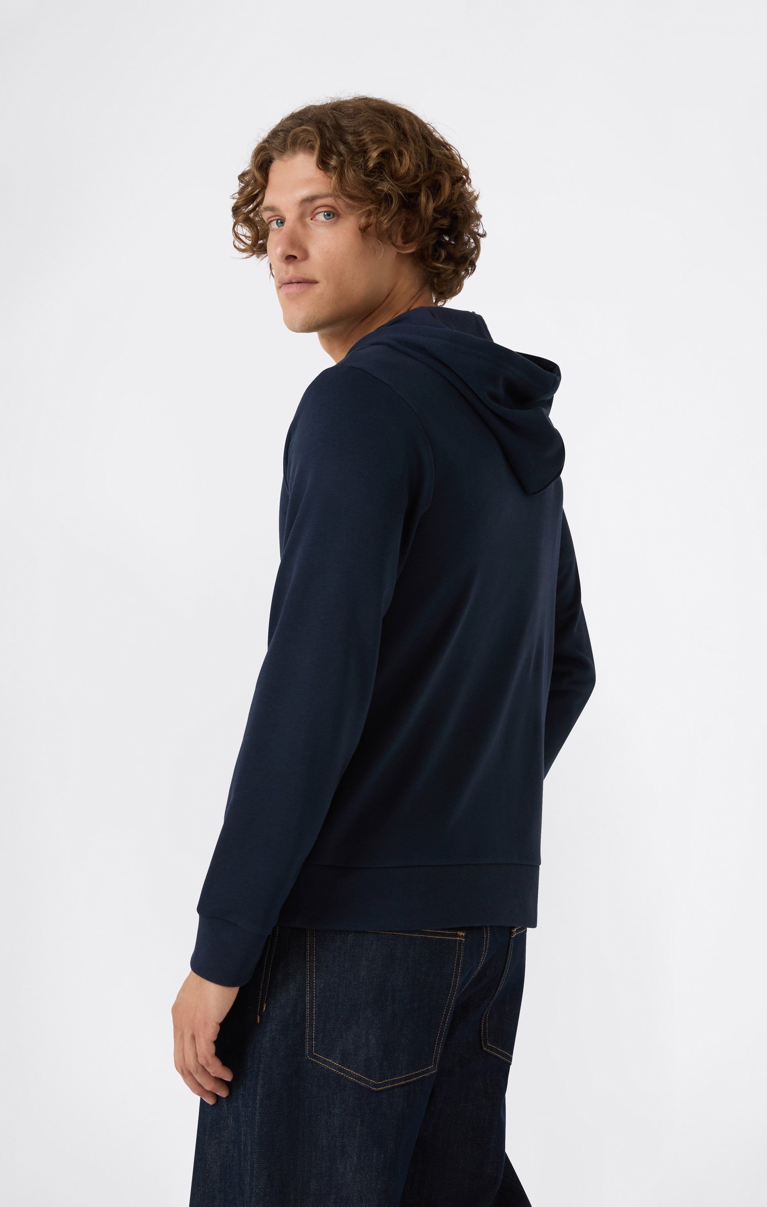 Men’s Lightweight Full Zip Hooded Sweatshirt with Maxi Printed Logo