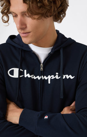 Men’s Lightweight Full Zip Hooded Sweatshirt with Maxi Printed Logo