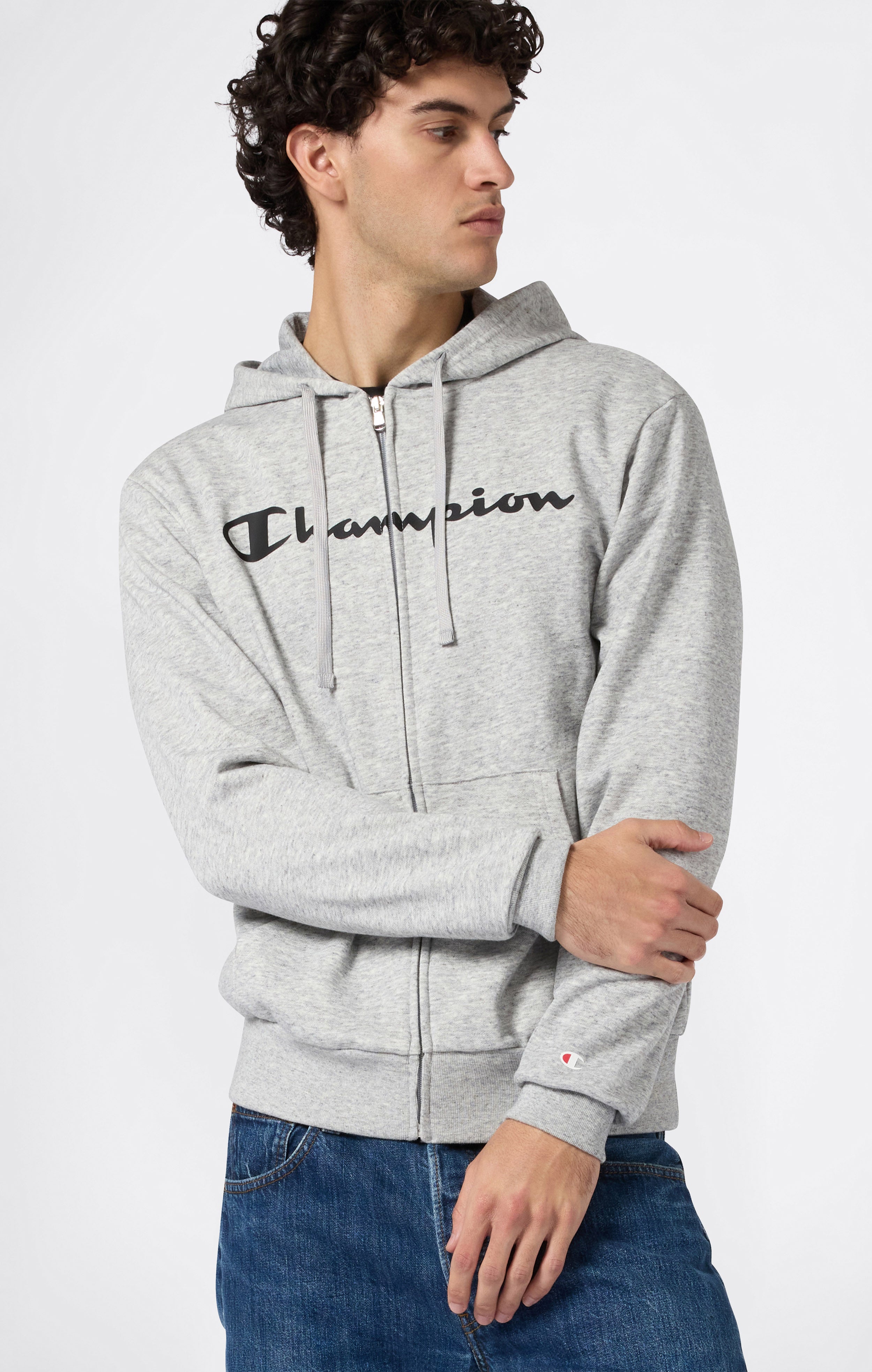 Men’s Lightweight Full Zip Hooded Sweatshirt with Maxi Printed Logo