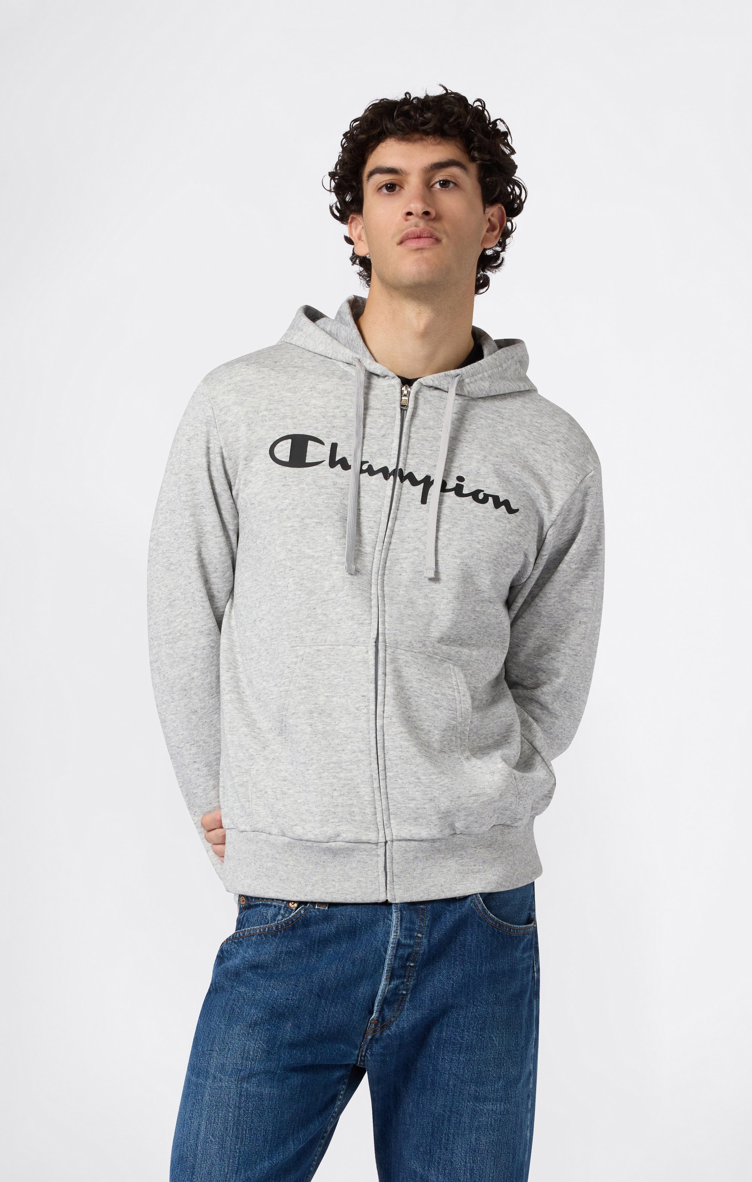 Men’s Lightweight Full Zip Hooded Sweatshirt with Maxi Printed Logo