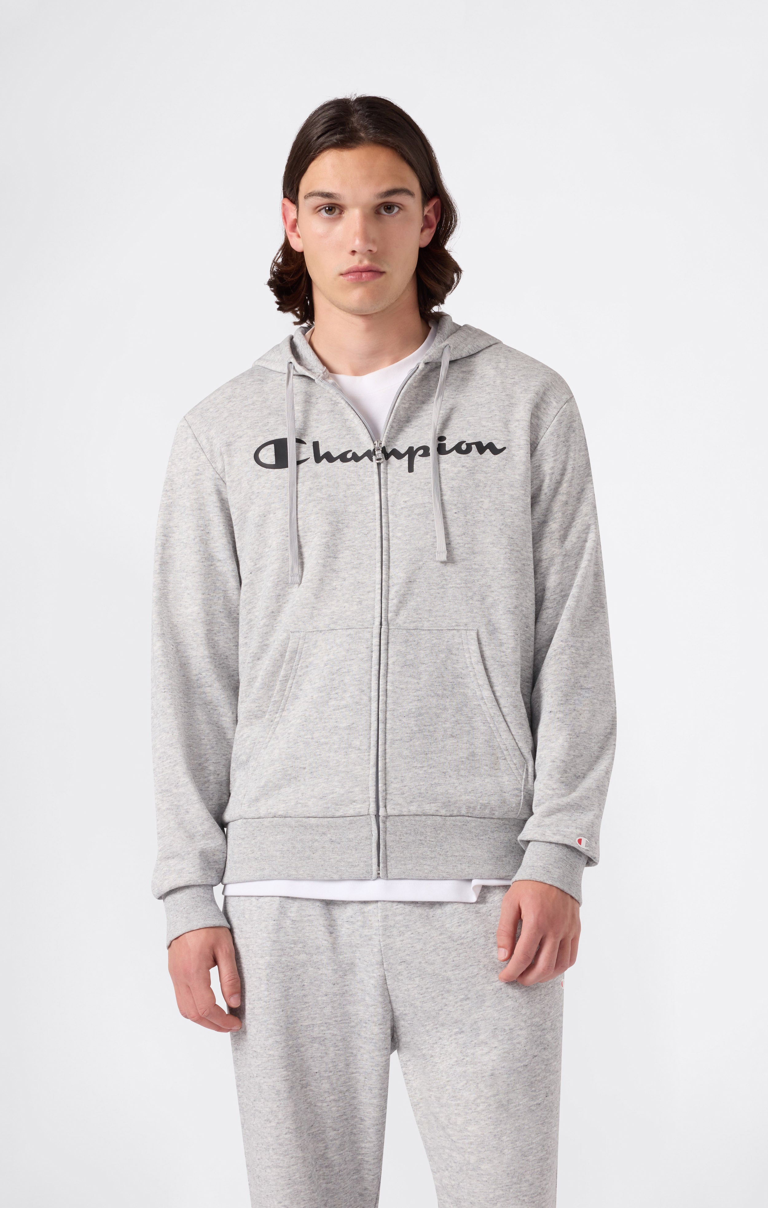 Sweat Léger à Capuche avec Zip Intégral et Maxi Logo Imprimé pour Homme