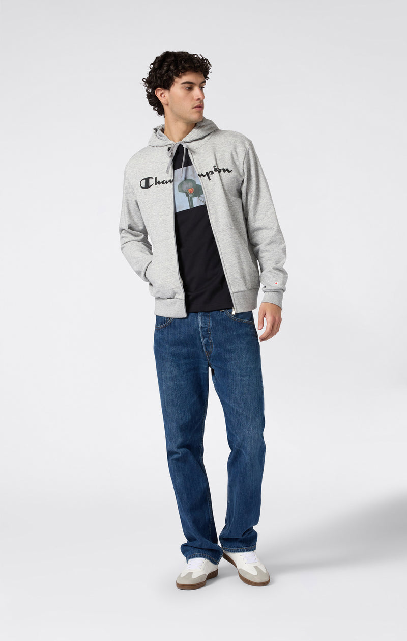 Men’s Lightweight Full Zip Hooded Sweatshirt with Maxi Printed Logo