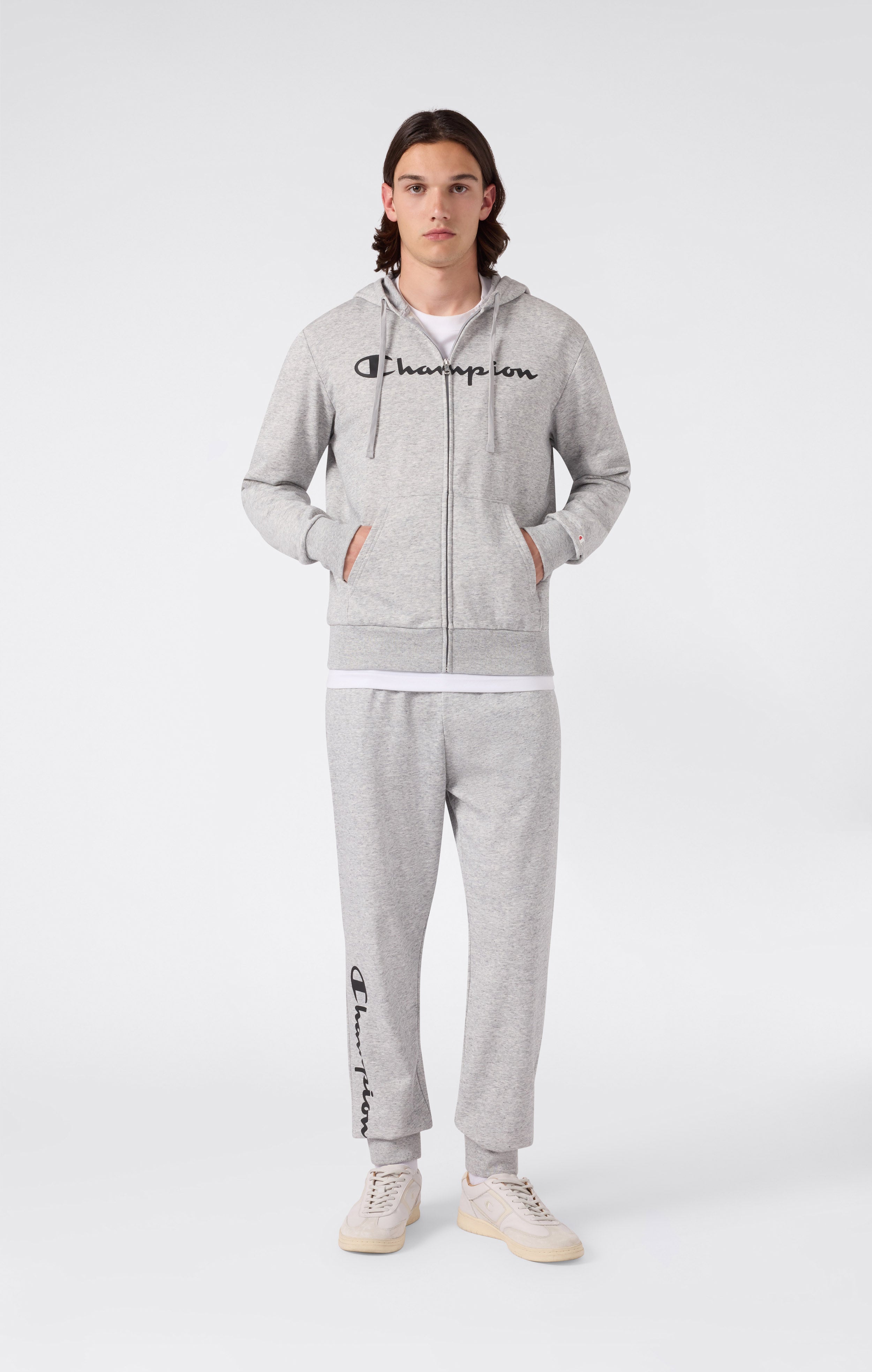 Sweat Léger à Capuche avec Zip Intégral et Maxi Logo Imprimé pour Homme