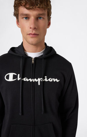 Men’s Lightweight Full Zip Hooded Sweatshirt with Maxi Printed Logo