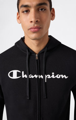 Men’s Lightweight Full Zip Hooded Sweatshirt with Maxi Printed Logo