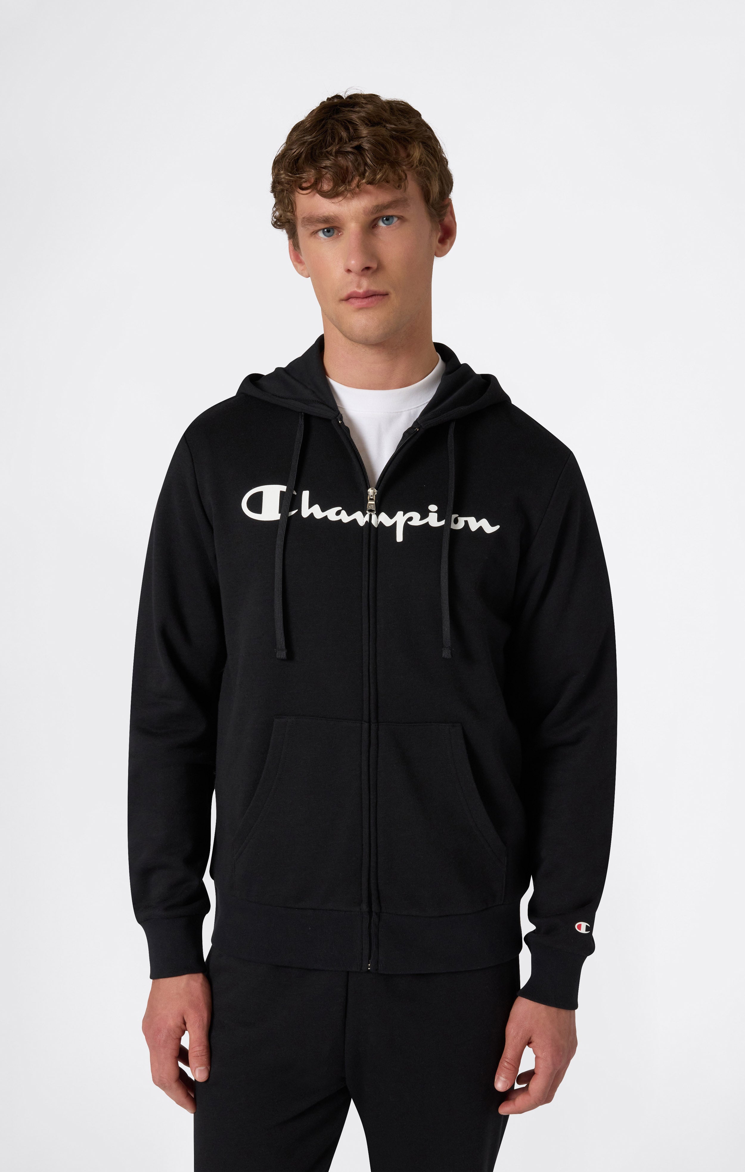 Men’s Lightweight Full Zip Hooded Sweatshirt with Maxi Printed Logo