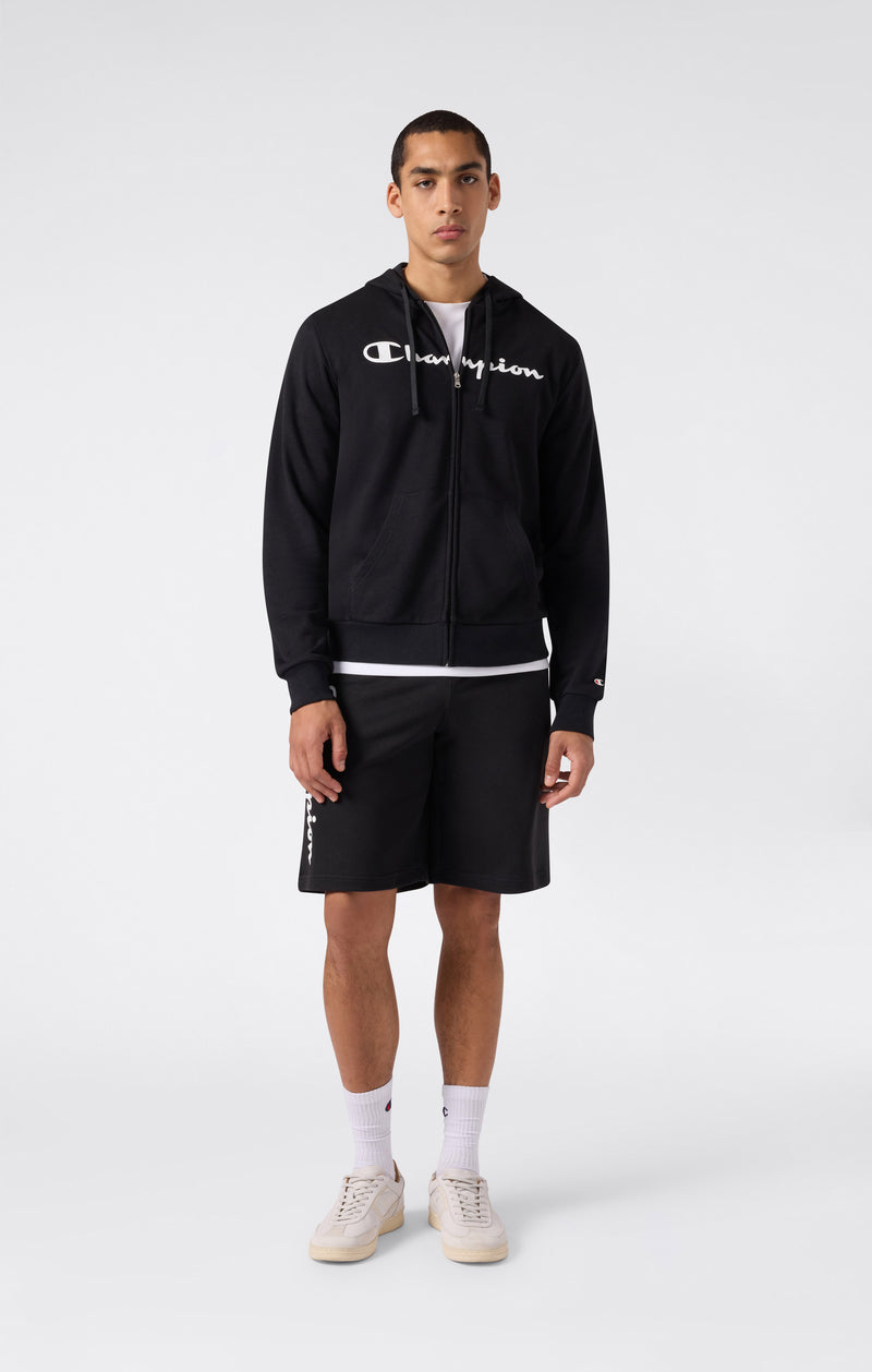 Felpa Leggera con Cappuccio e Zip Intera con Maxi Logo Stampato da Uomo