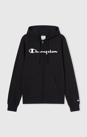 Felpa Leggera con Cappuccio e Zip Intera con Maxi Logo Stampato da Uomo