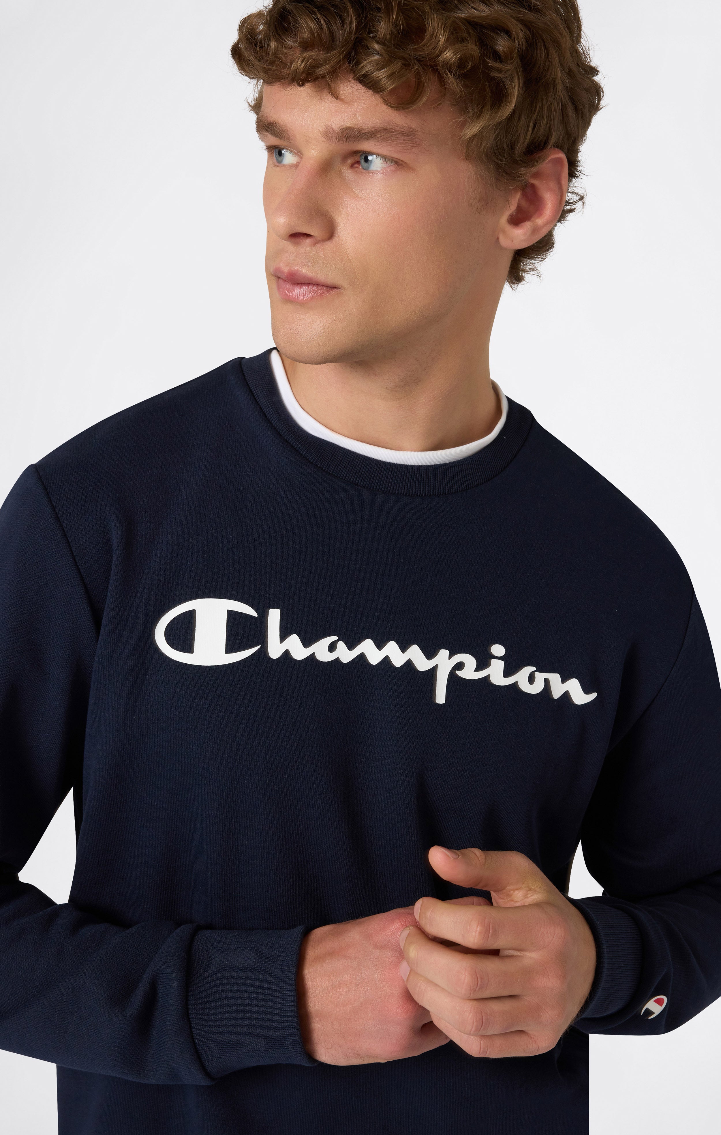 Felpa Leggera Girocollo con Maxi Logo Stampato da Uomo