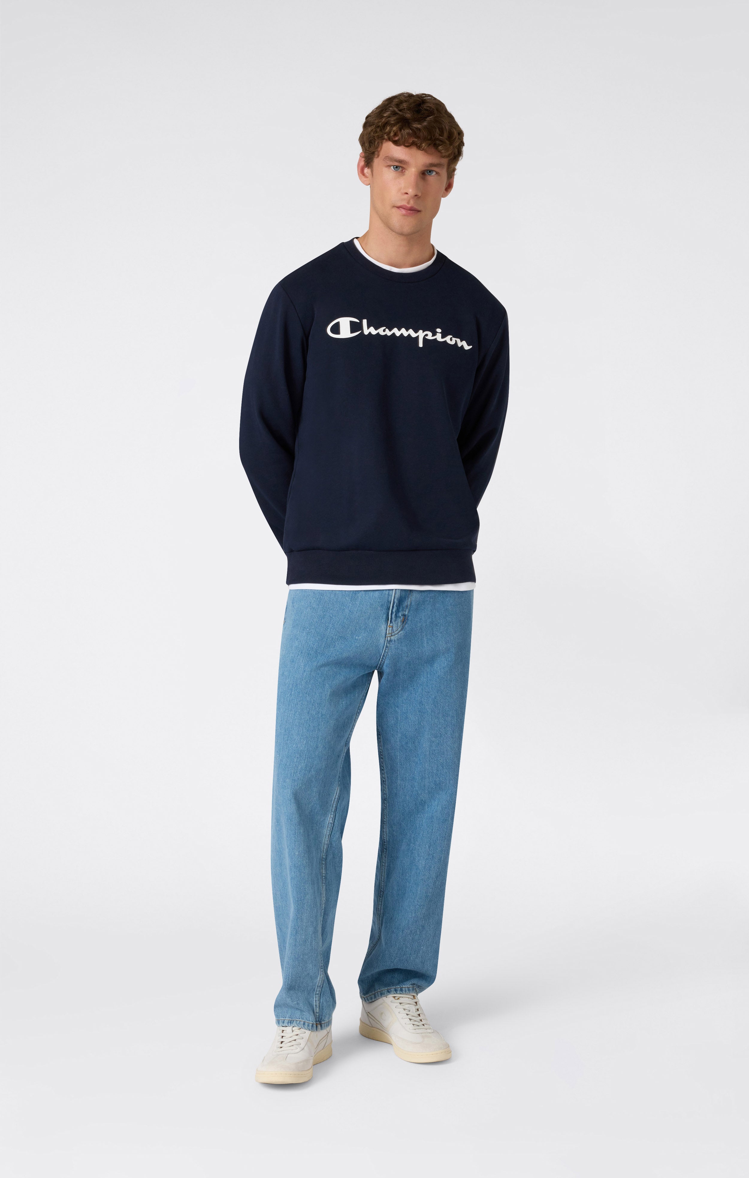 Felpa Leggera Girocollo con Maxi Logo Stampato da Uomo