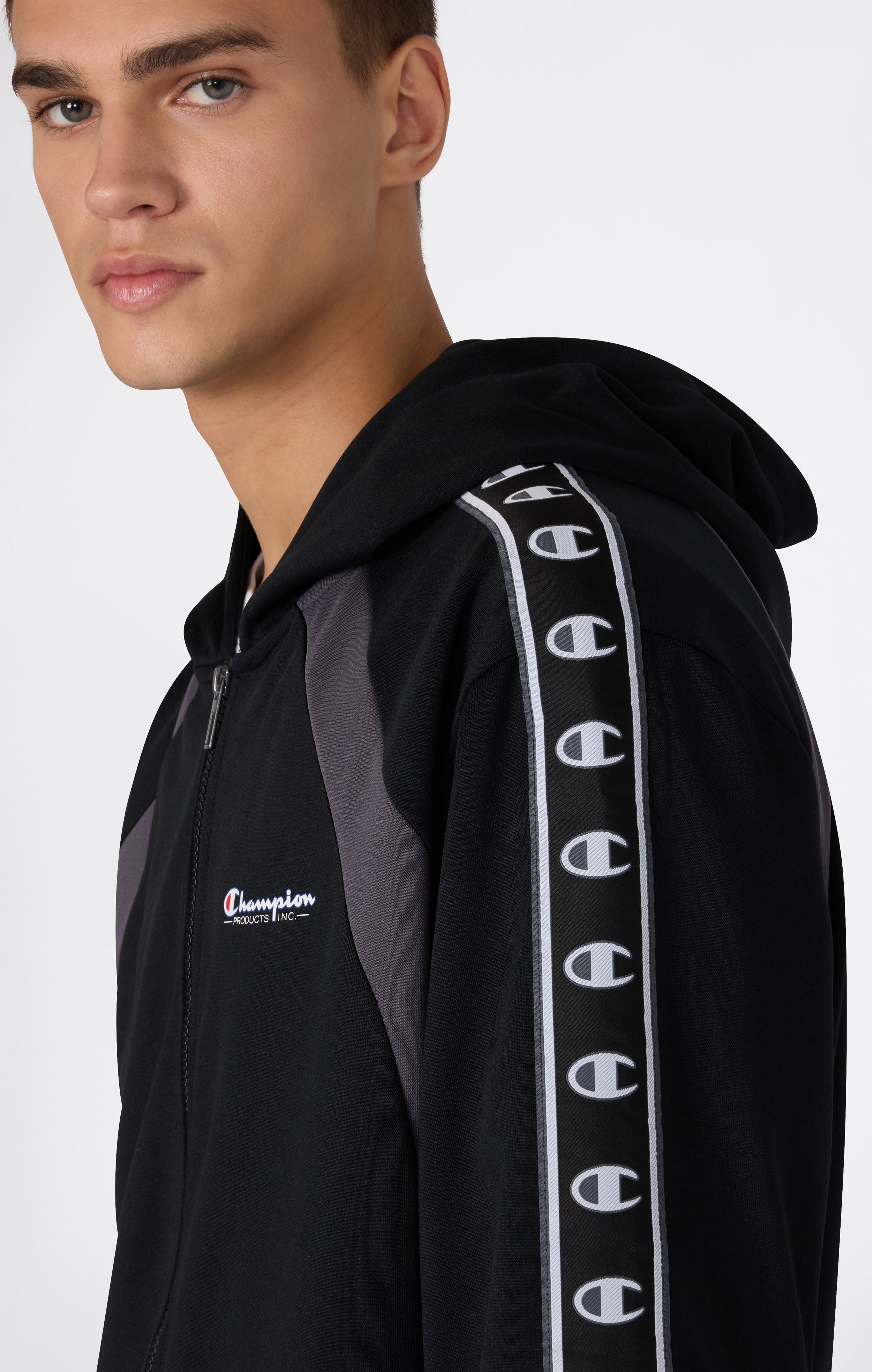 Men's Fleece Hooded Full Zip Sweatshirt Sport Heritage Black sport