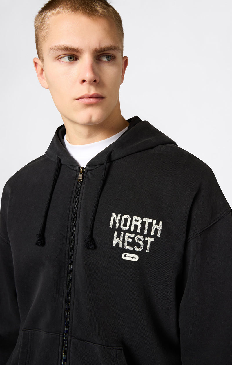 Felpa con Cappuccio e Zip Intera East West da Uomo