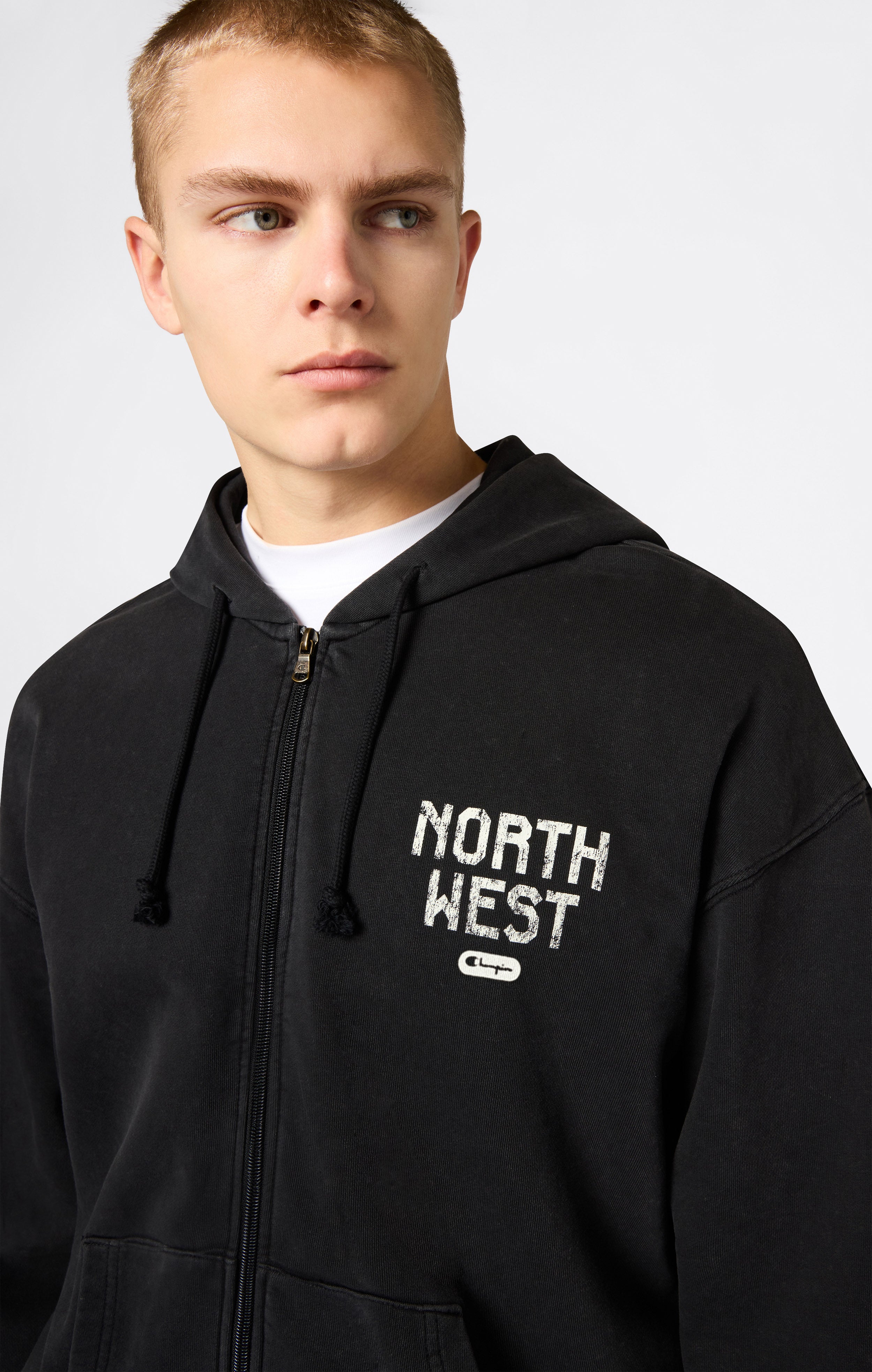 Felpa con Cappuccio e Zip Intera East West da Uomo