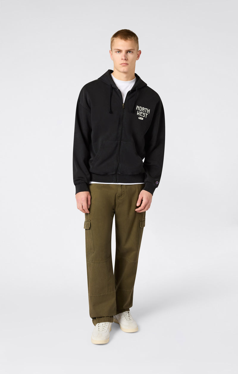 Felpa con Cappuccio e Zip Intera East West da Uomo