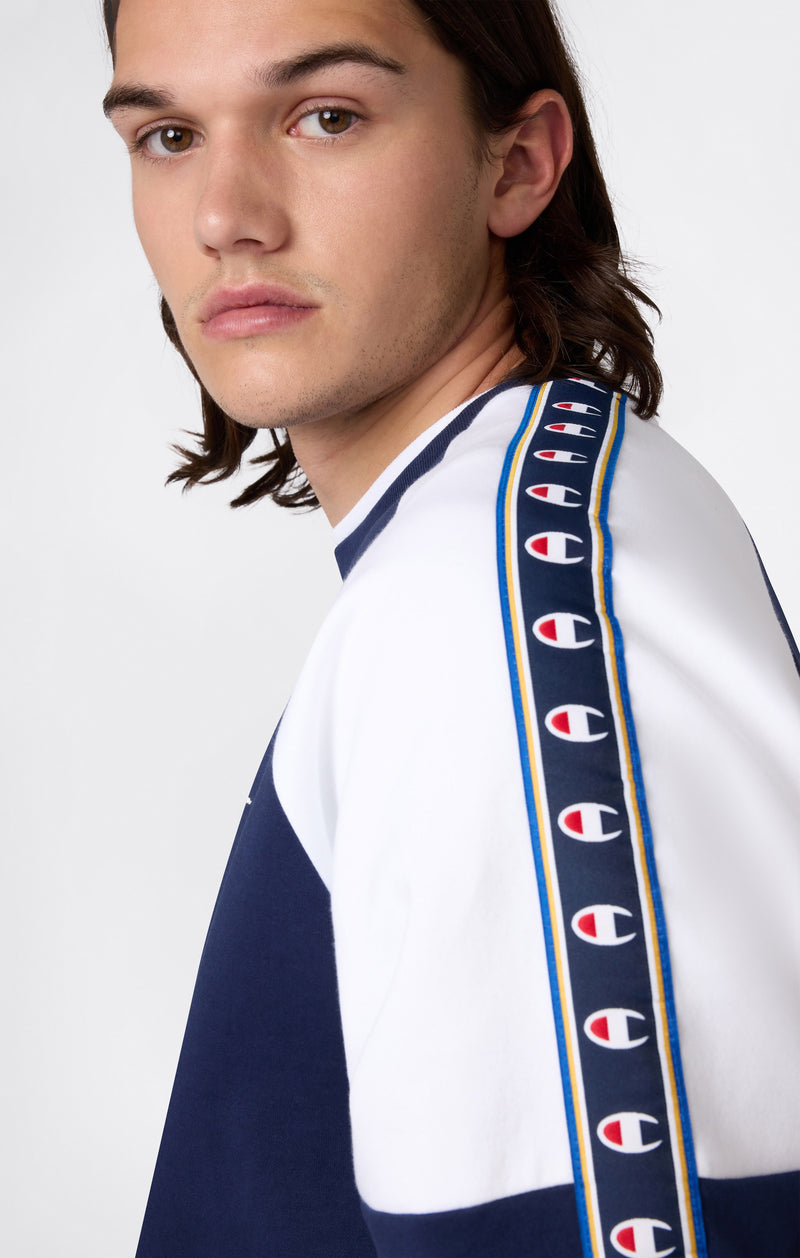 Felpa Girocollo Tape Logo in Interlock da Uomo