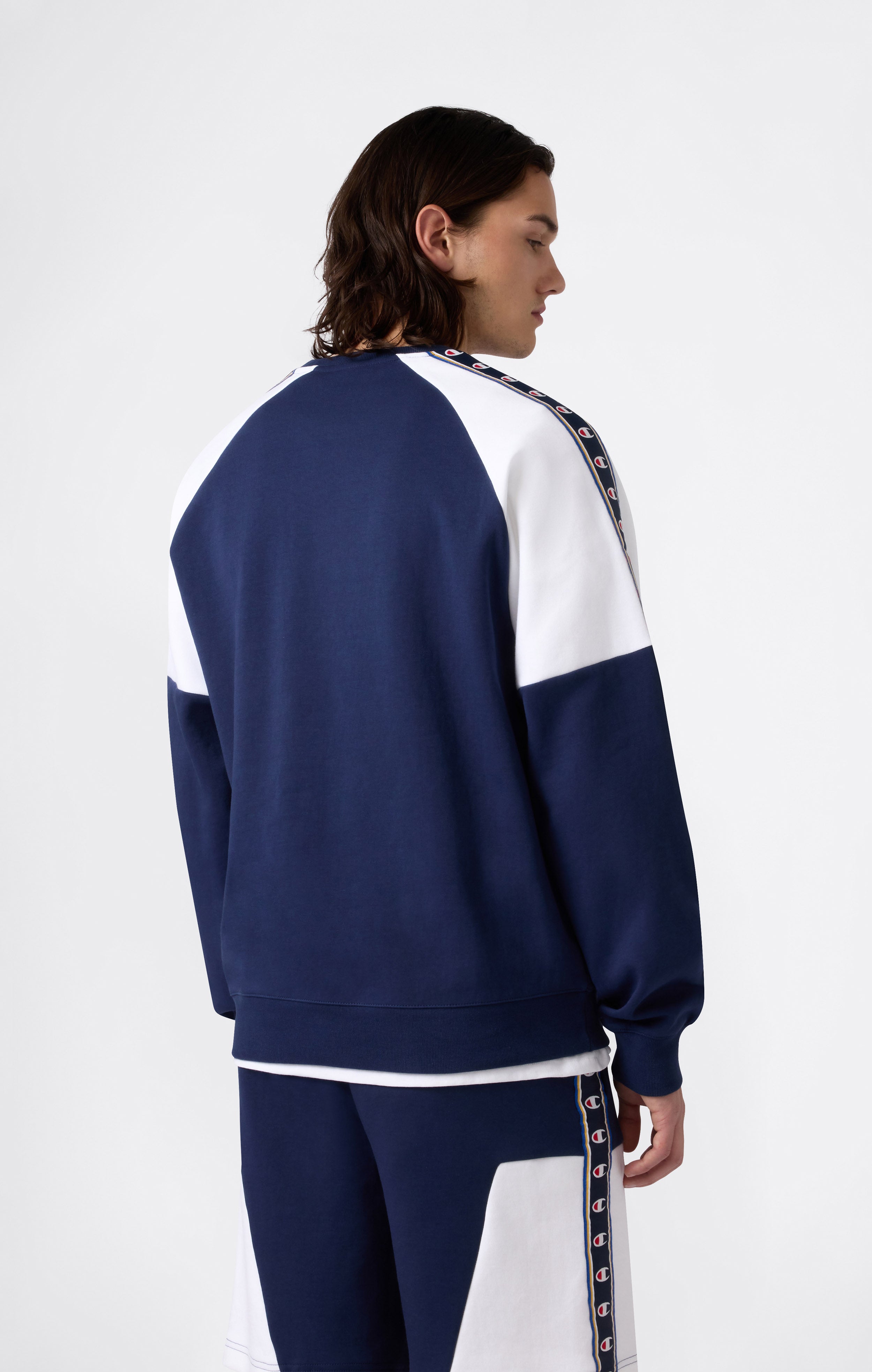 Sudadera de Cuello Redondo de Interlock con Tape Logo para Hombre