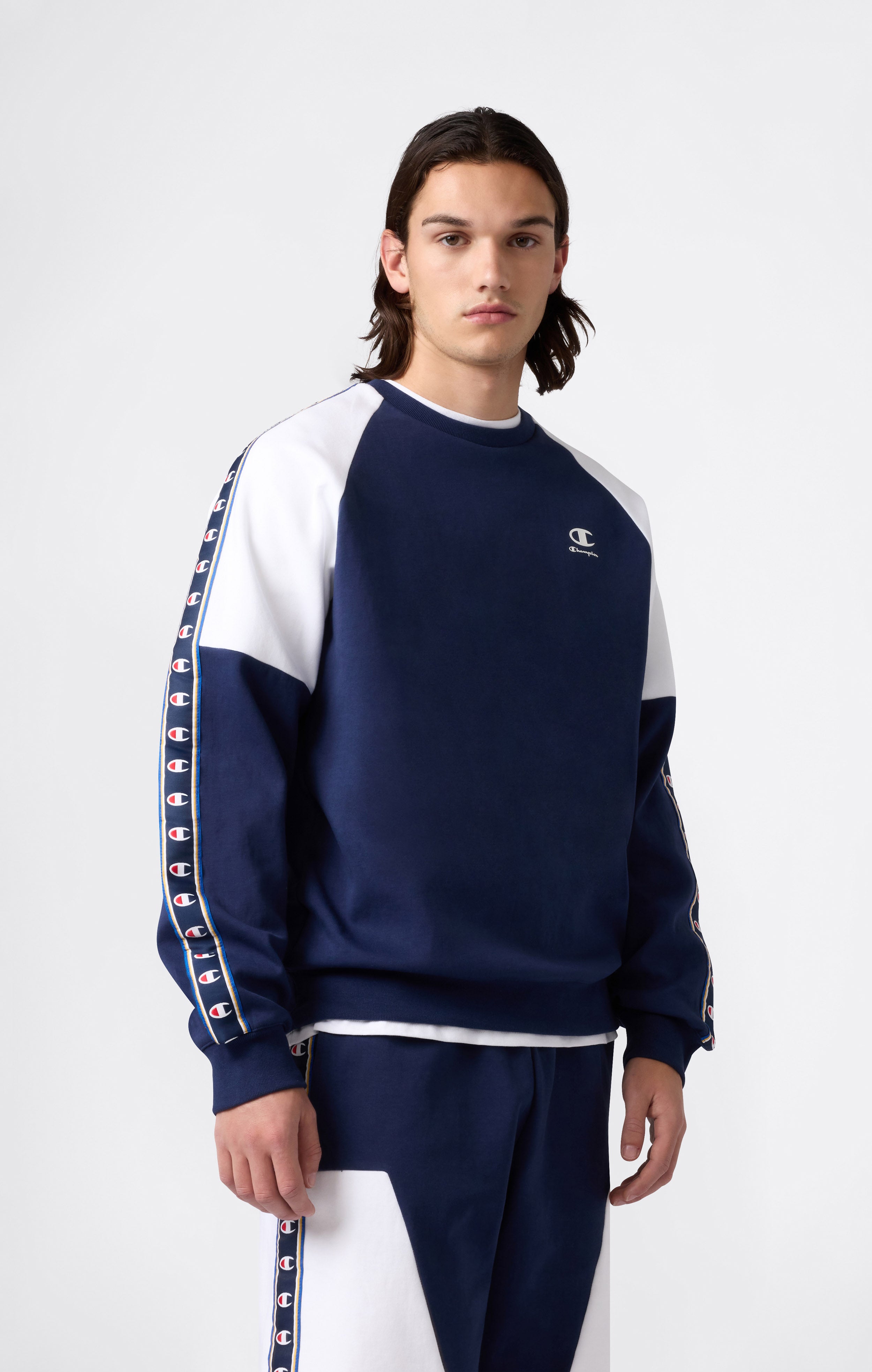 Sudadera de Cuello Redondo de Interlock con Tape Logo para Hombre