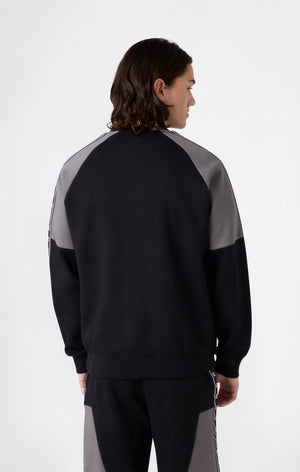 Felpa Girocollo Tape Logo in Interlock da Uomo