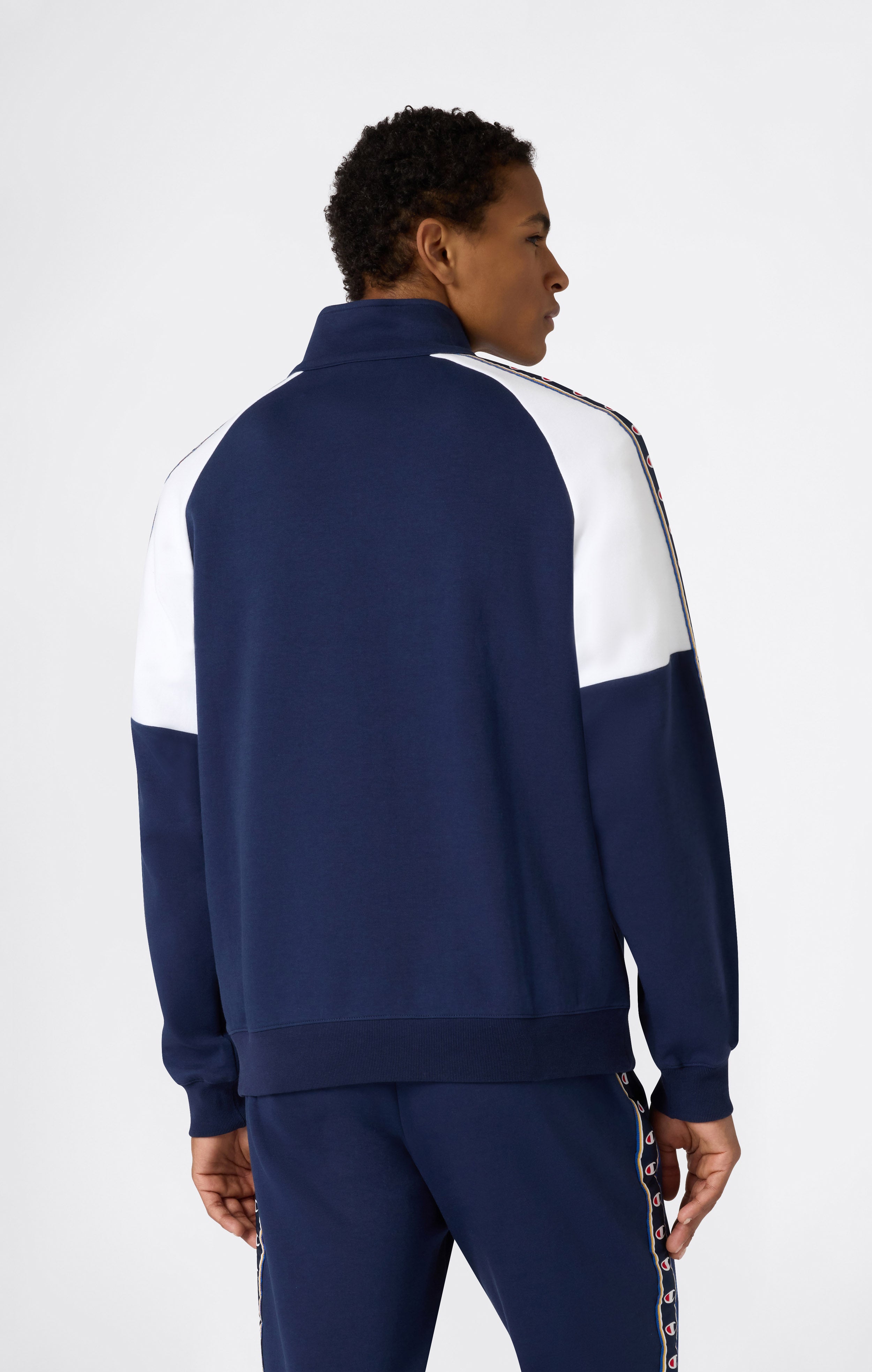 Felpa con Mezza Zip Tape Logo in Interlock da Uomo