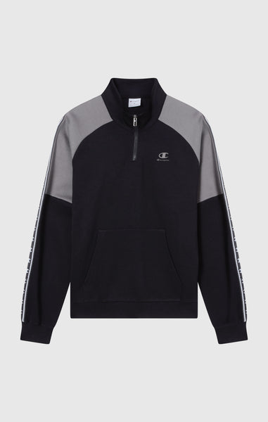 Sweat à Demi-Zip en Interlock avec Tape Logo pour Homme