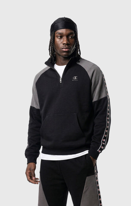 Herren Interlock Sweatshirt mit Half Zip und Tape Logo