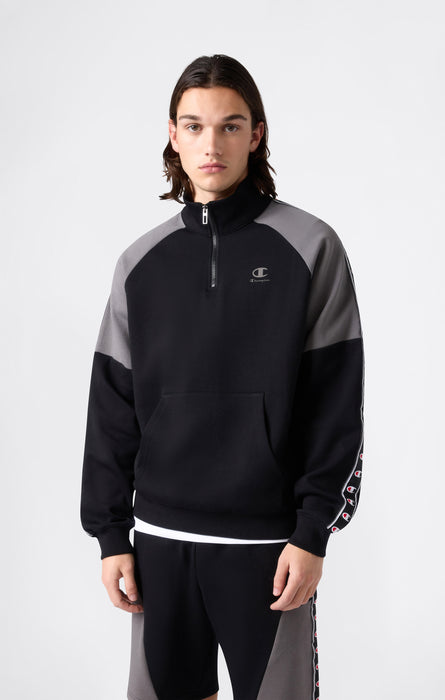 Felpa con Mezza Zip Tape Logo in Interlock da Uomo