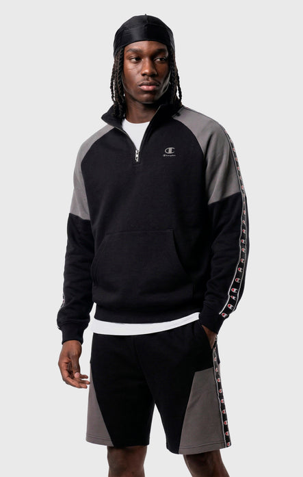 Sudadera de Interlock con Media Cremallera y Tape Logo para Hombre