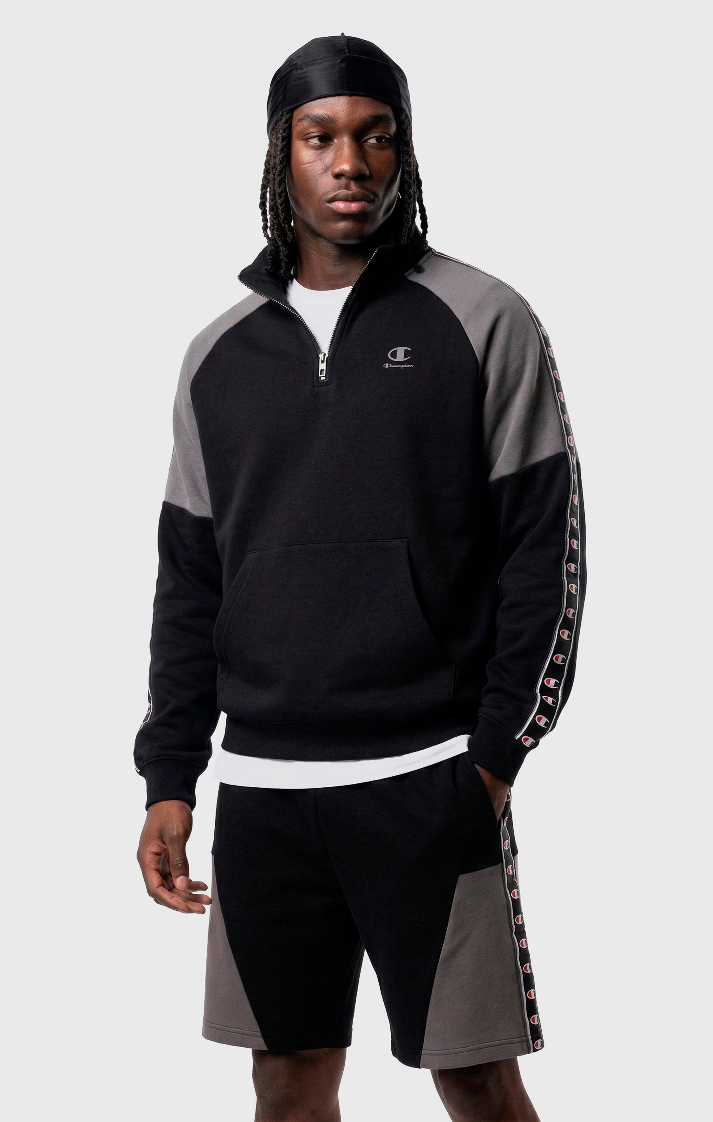 Sudadera de Interlock con Media Cremallera y Tape Logo para Hombre