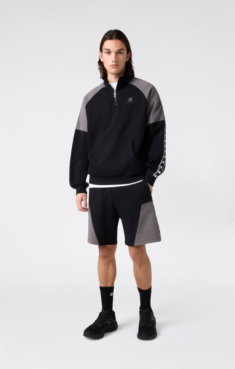 Felpa con Mezza Zip Tape Logo in Interlock da Uomo