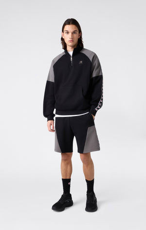 Felpa con Mezza Zip Tape Logo in Interlock da Uomo