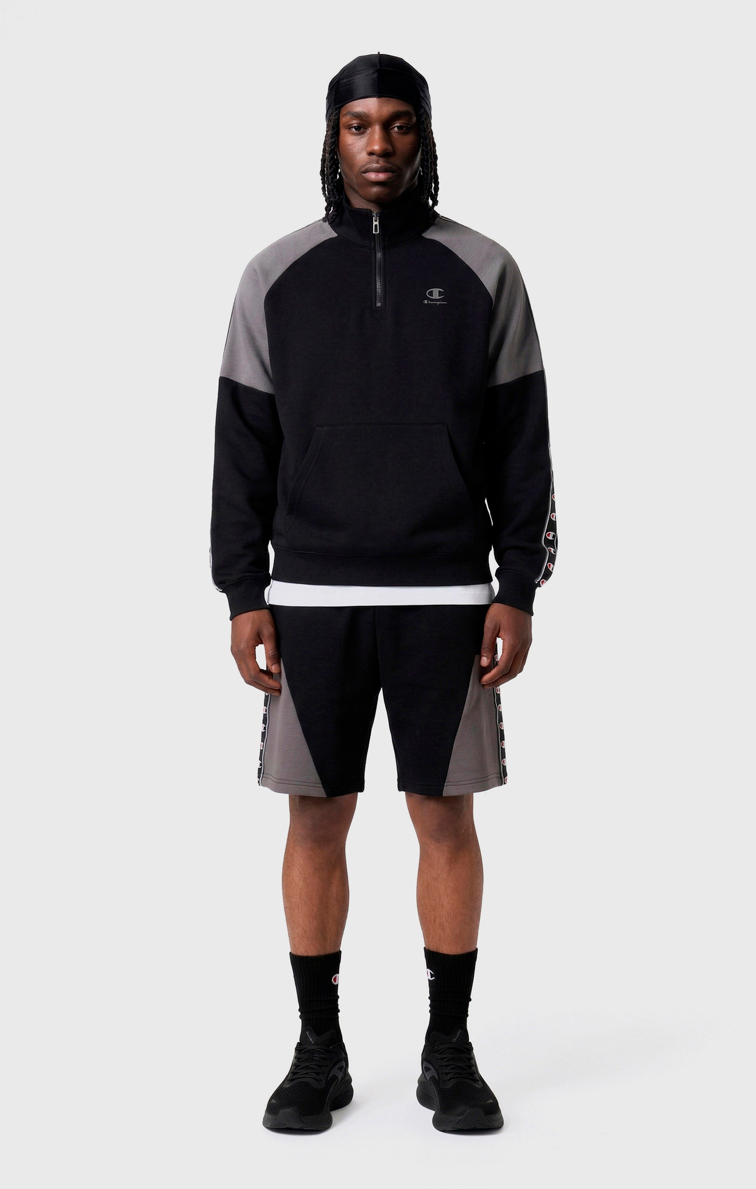 Sudadera de Interlock con Media Cremallera y Tape Logo para Hombre