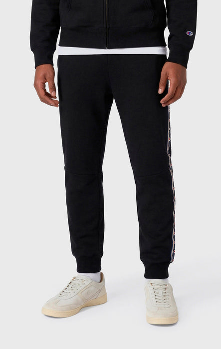 Pantaloni con Fondo in Costina Tape Logo in Interlock da Uomo