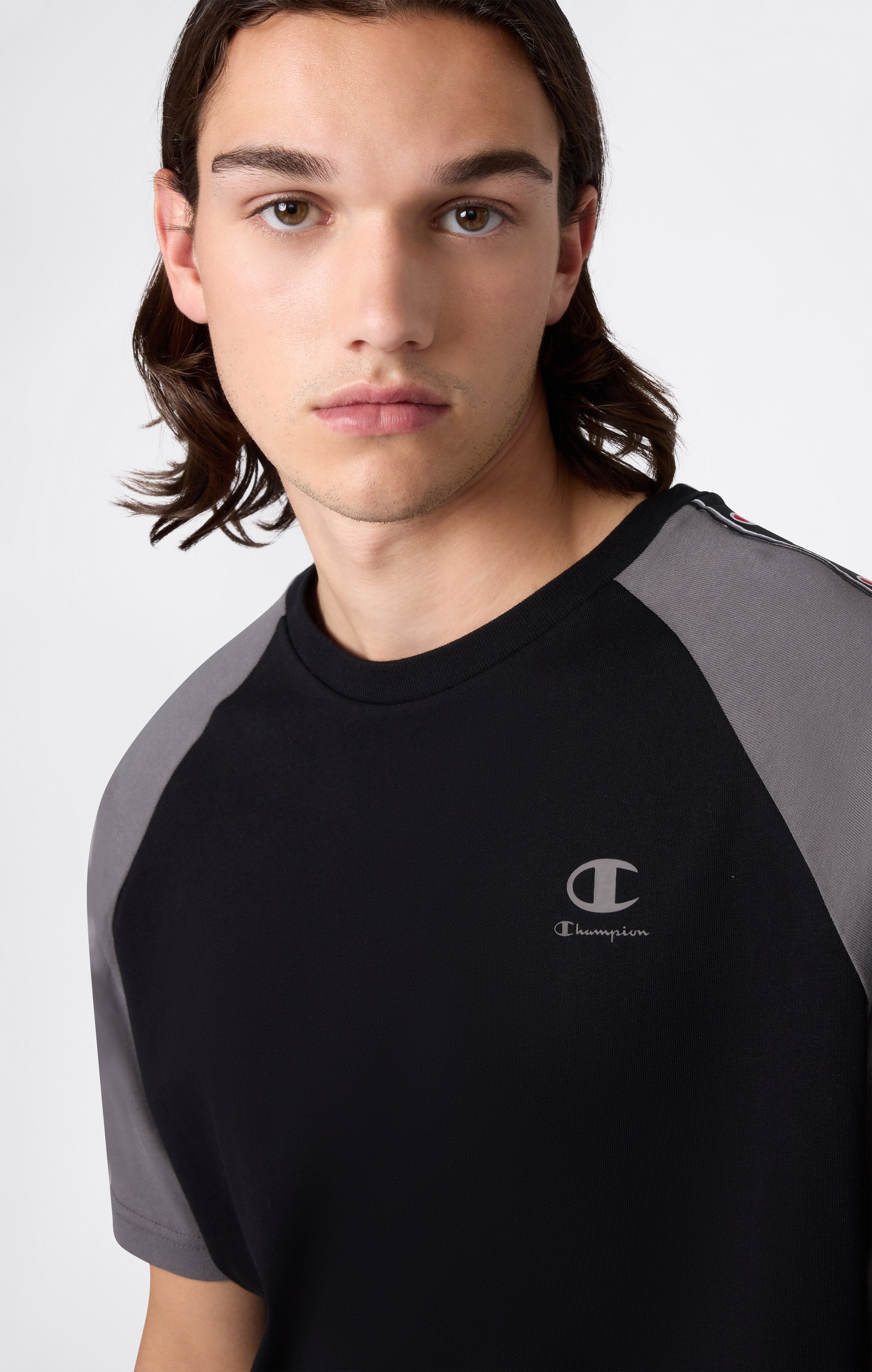 T-shirt Tape Logo con Maniche Raglan da Uomo