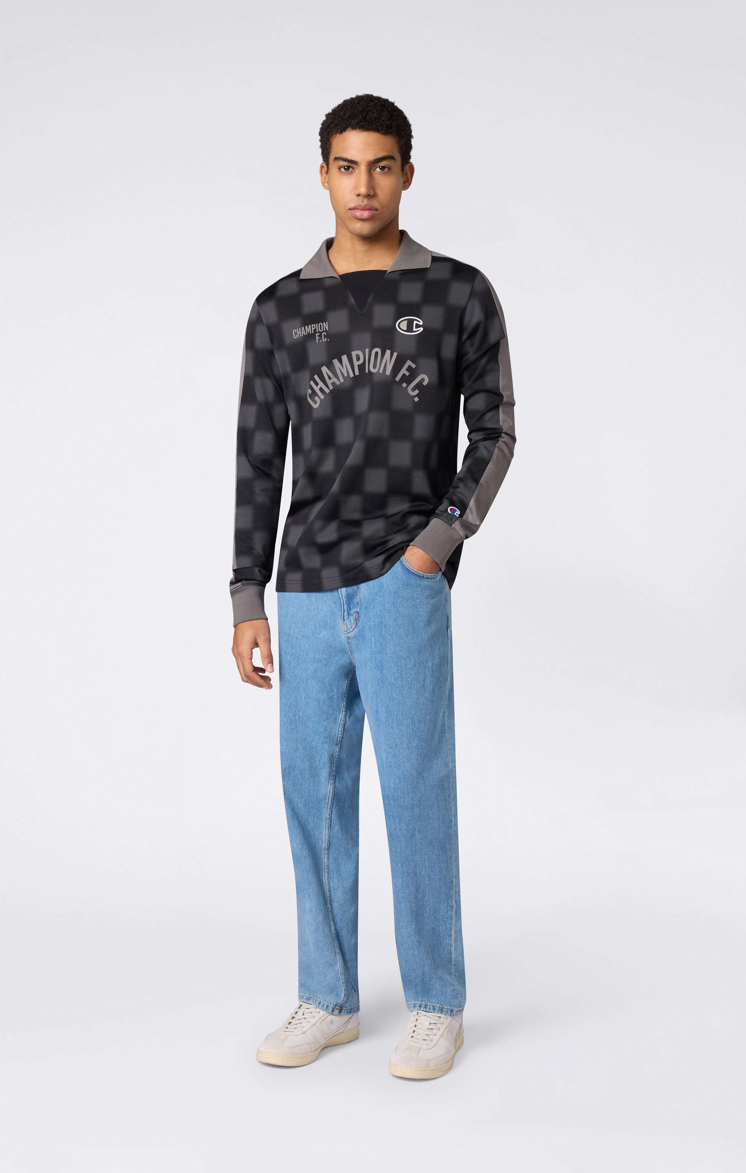 Men’s Football-Inspired Long Sleeve Polo Shirt