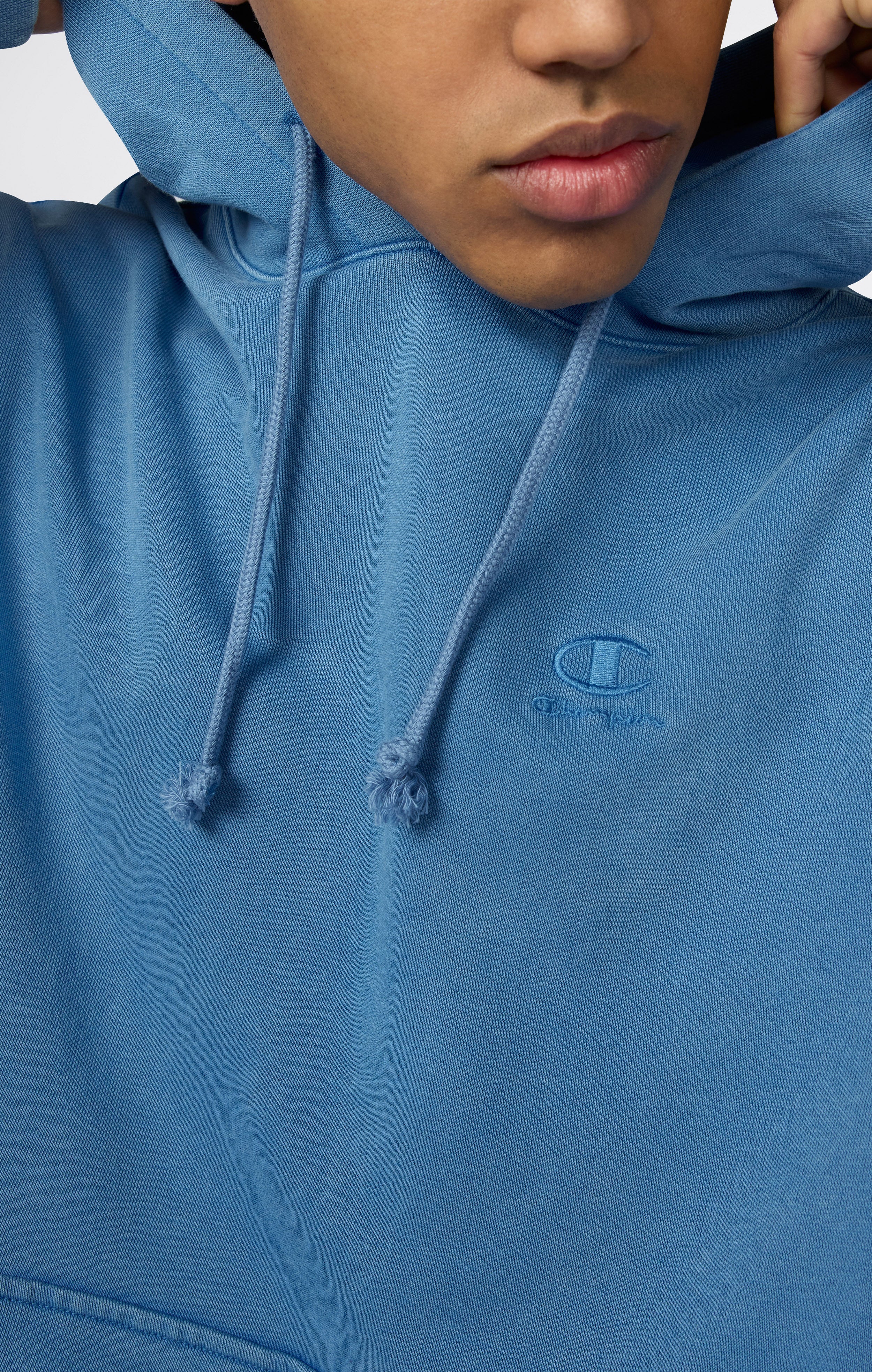 Men’s Hooded Sweatshirt with Embroidered Logo and Washed Effect Icons