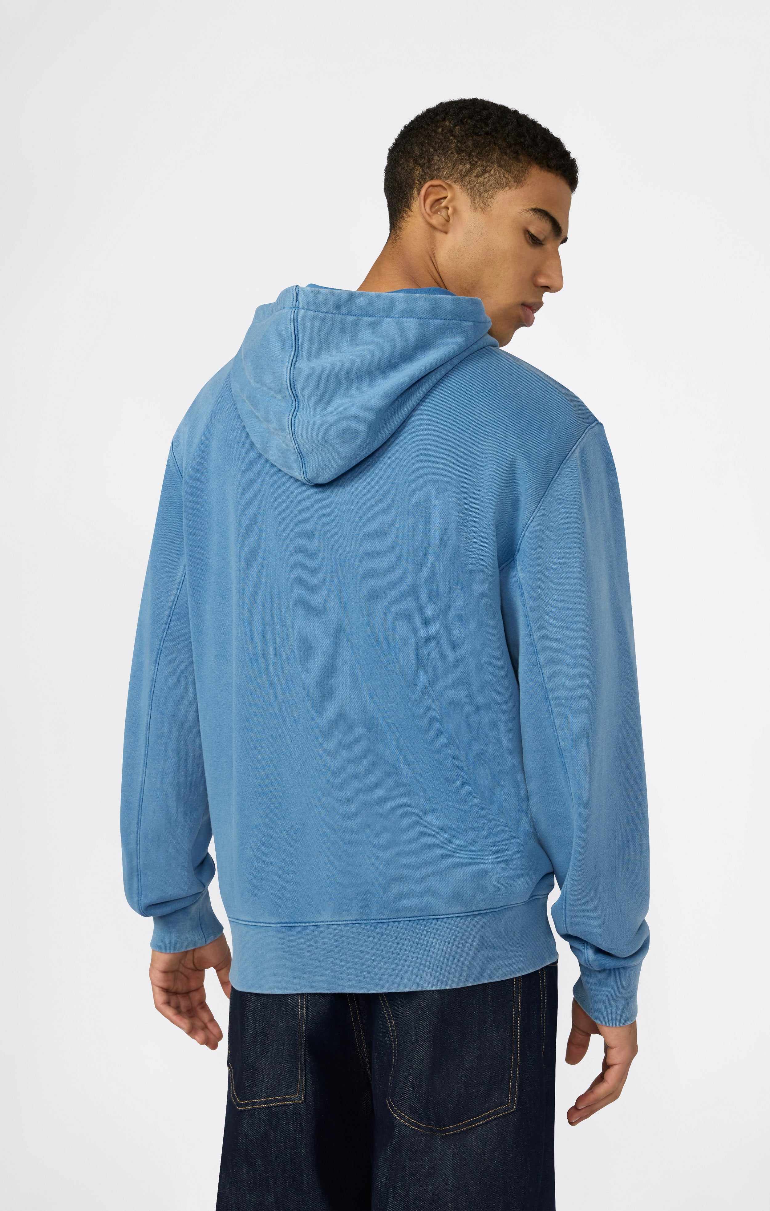 Men’s Hooded Sweatshirt with Embroidered Logo and Washed Effect Icons