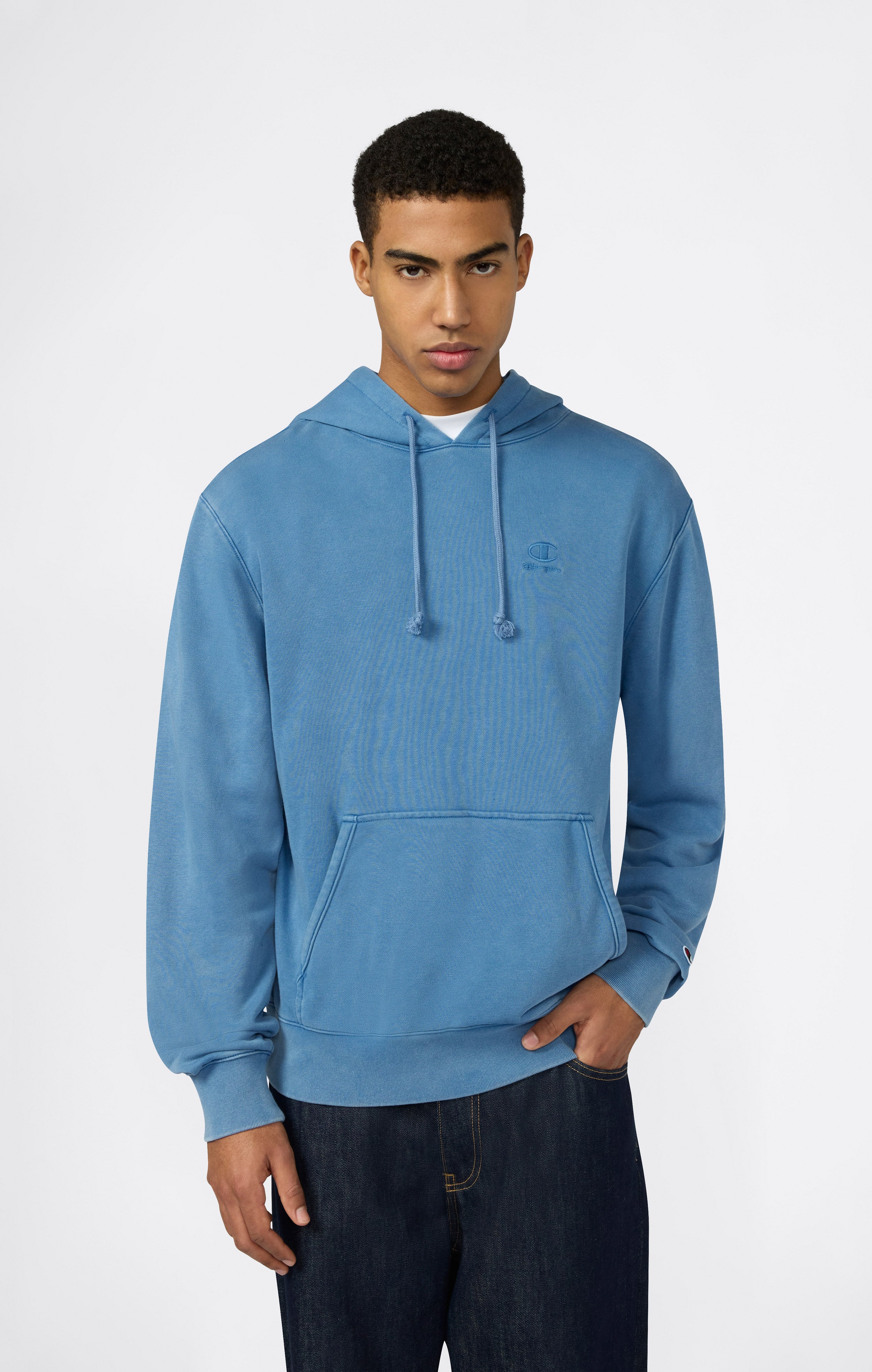 Men’s Hooded Sweatshirt with Embroidered Logo and Washed Effect Icons