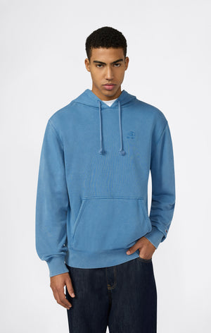 Men’s Hooded Sweatshirt with Embroidered Logo and Washed Effect Icons