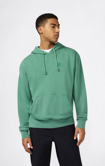 Men’s Hooded Sweatshirt with Embroidered Logo and Washed Effect Icons