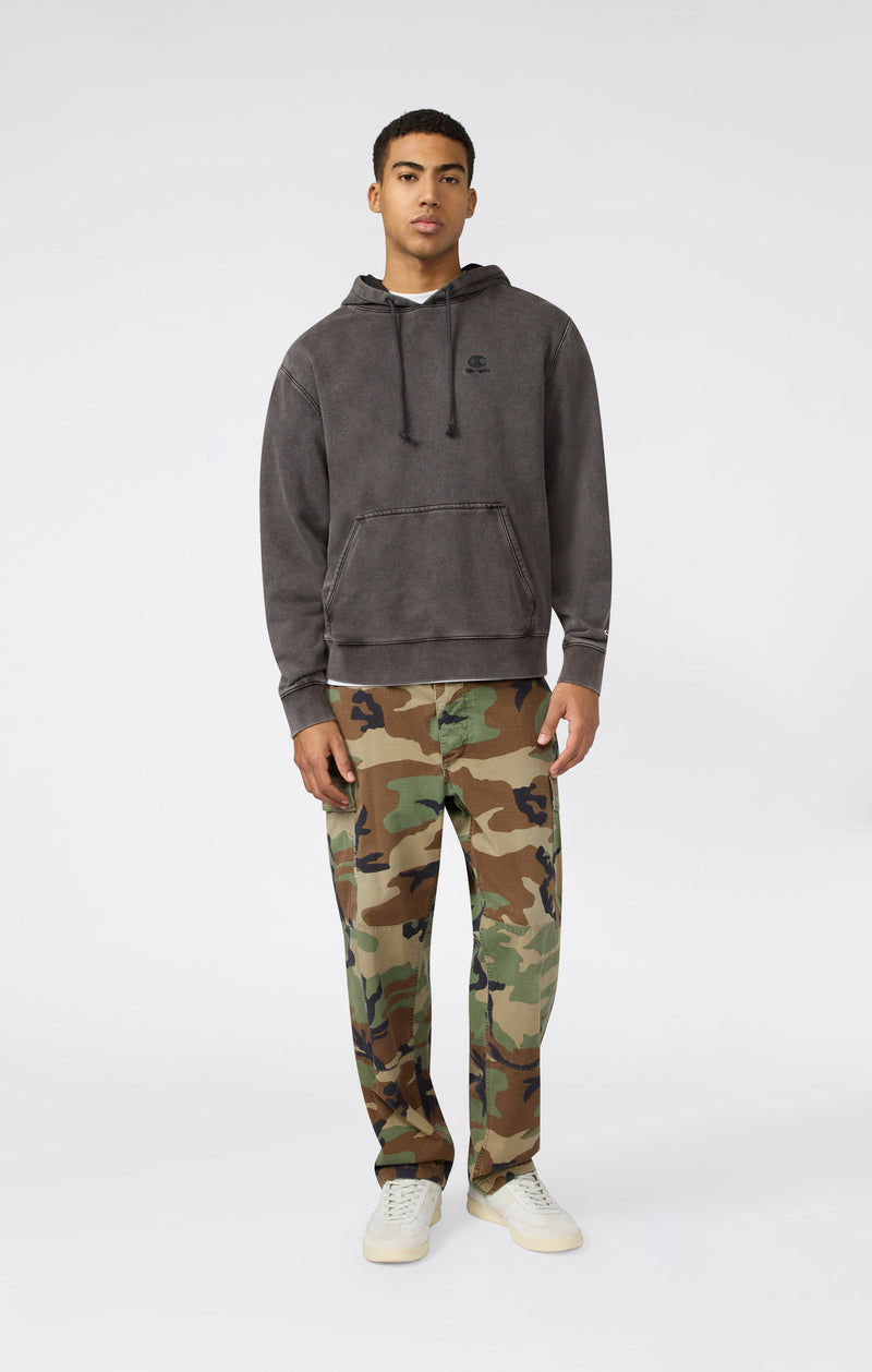 Felpa con Cappuccio con Logo Ricamato Effetto Slavato da Uomo Icons