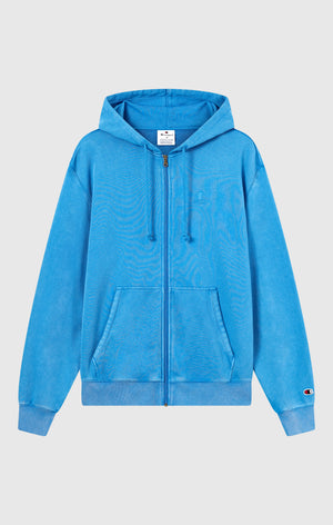 Herren Hoodie mit durchgehendem Reißverschluss, gesticktem Logo und Washed-Effekt Icons