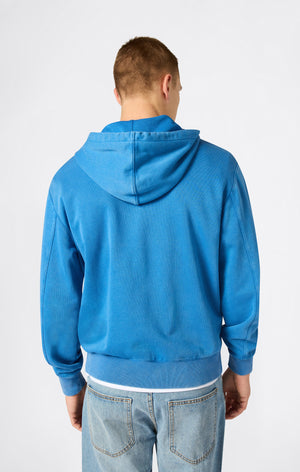 Herren Hoodie mit durchgehendem Reißverschluss, gesticktem Logo und Washed-Effekt Icons