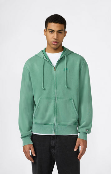 Sweat à capuche zippé pour homme avec logo brodé et effet délavé Icons