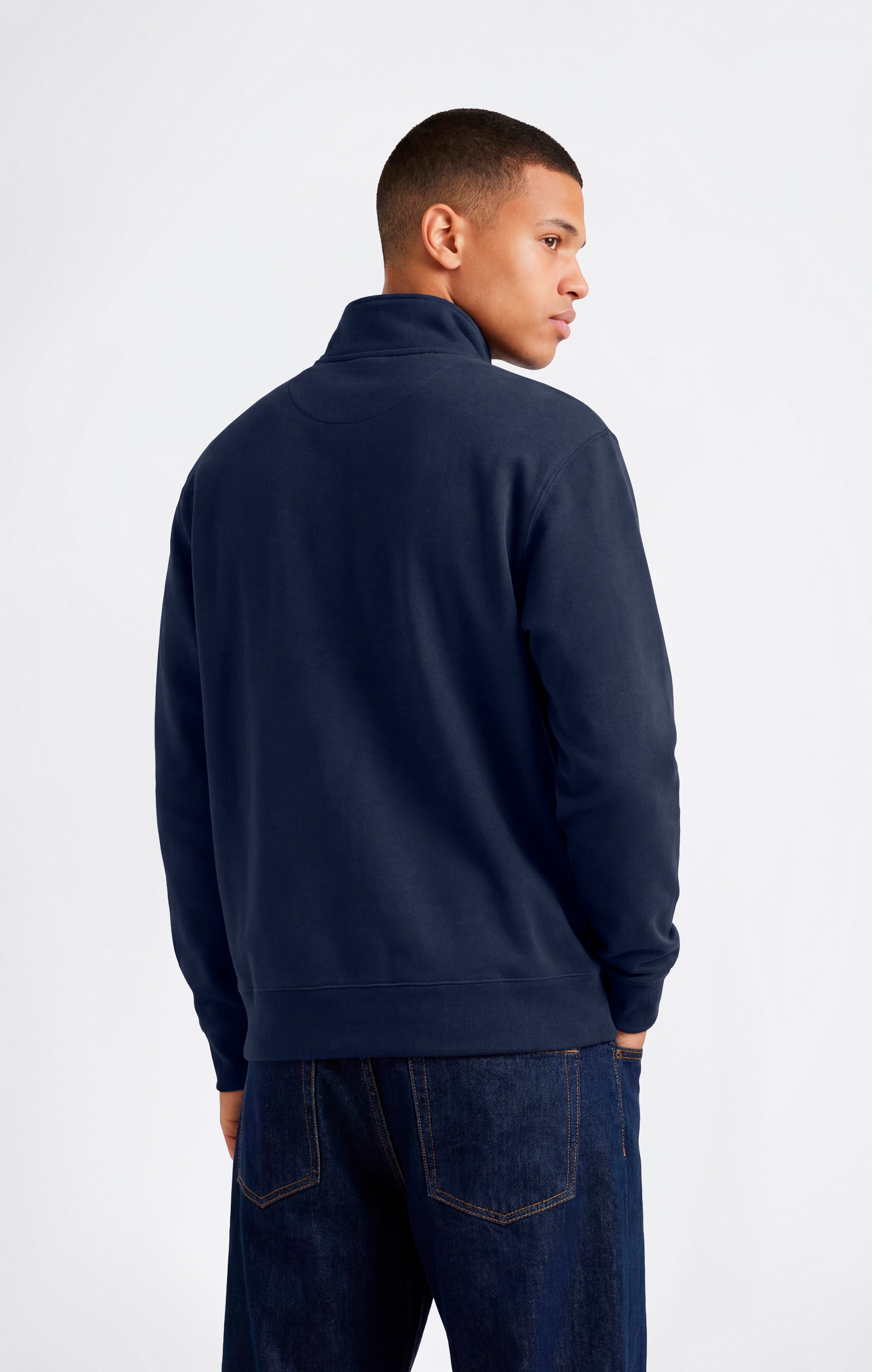 Men's Lightweight Half Zip Sweatshirt Icons Dark Blue icons tonal
