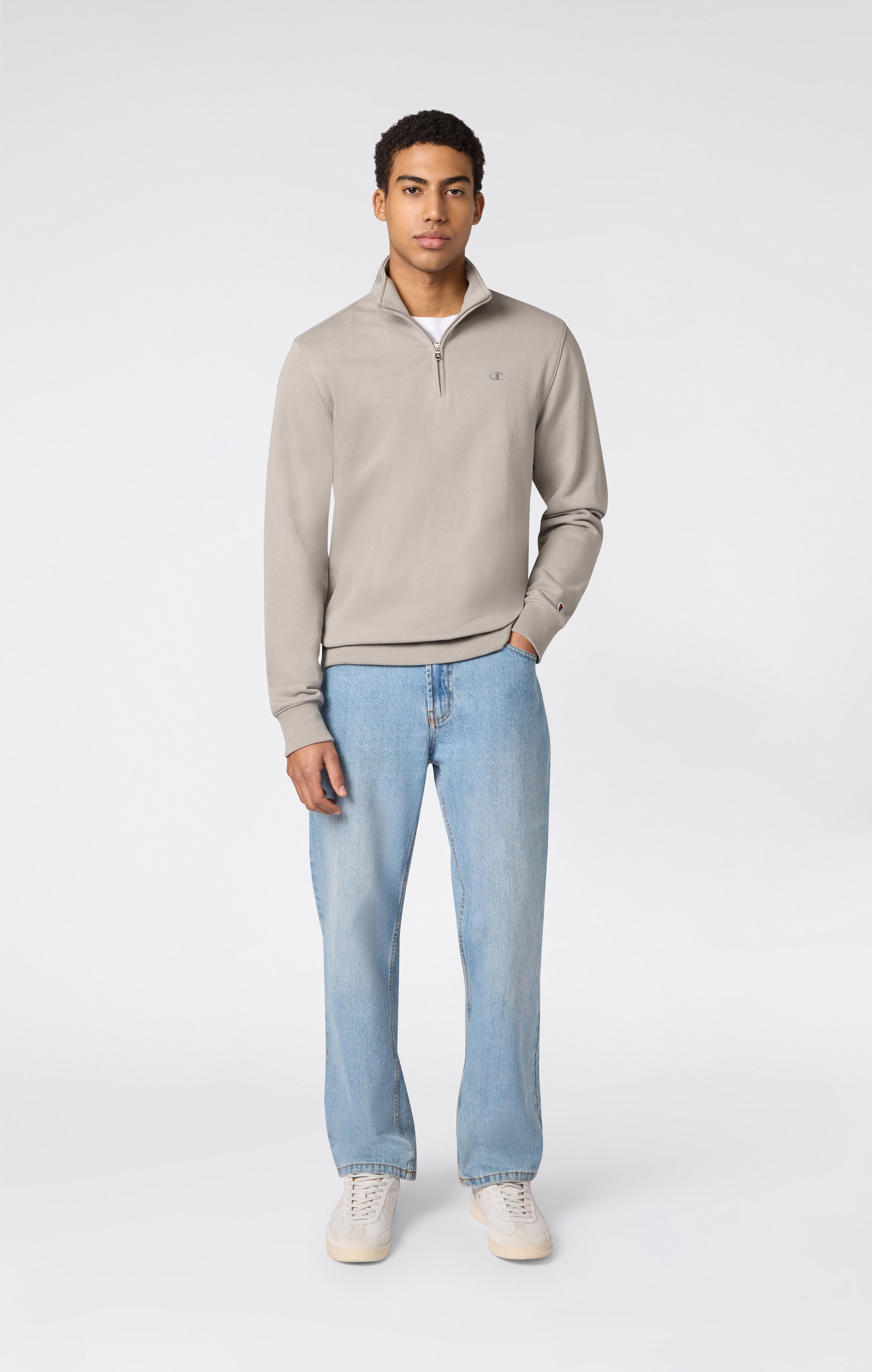 Men's Lightweight Half Zip Sweatshirt Icons Warm Gray icons tonal